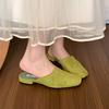 Zapatillas de Mujer Marca Bailamos Moda Zapatos Muller de Punta Cuadrada Tacón Bajo de Lujo para Señora Zapatillas de Exterior Moda Verano Chanclas Versátiles