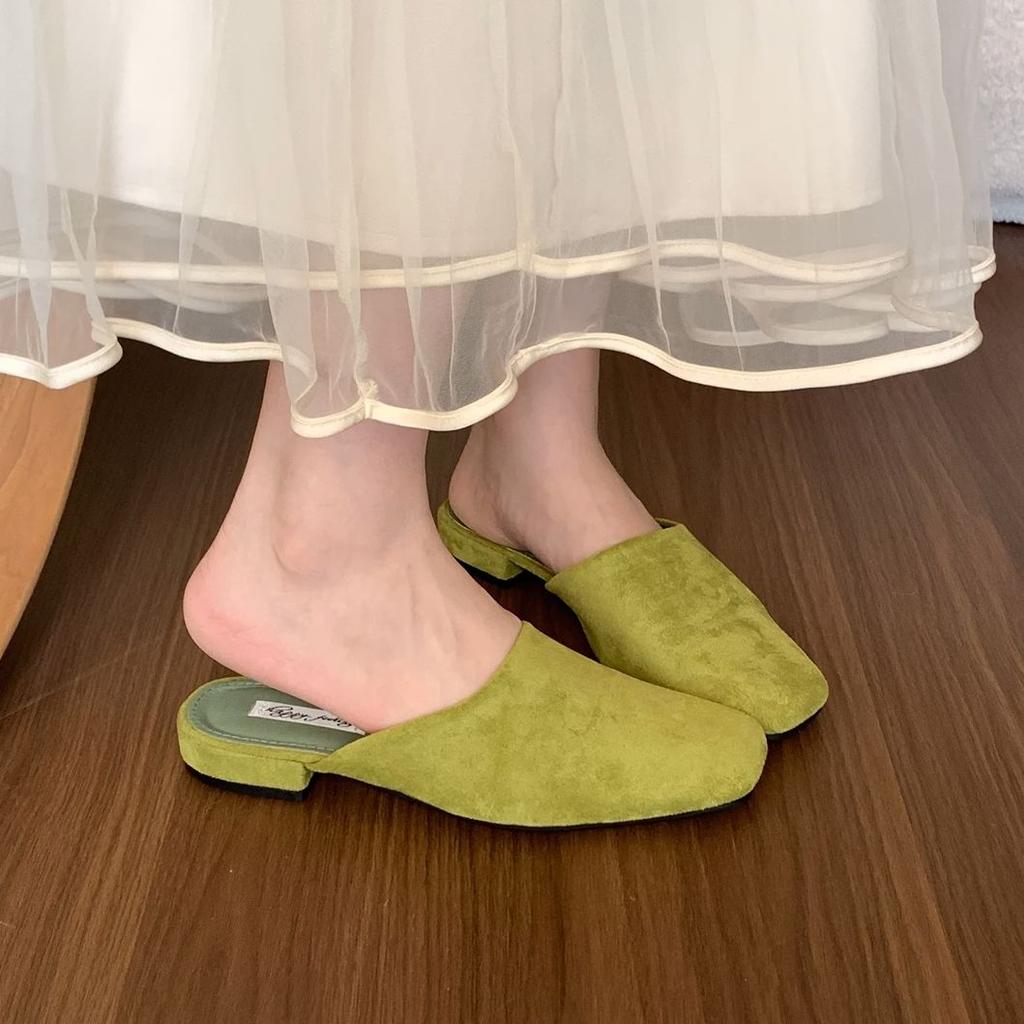 Zapatillas de Mujer Marca Bailamos Moda Zapatos Muller de Punta Cuadrada Tacón Bajo de Lujo para Señora Zapatillas de Exterior Moda Verano Chanclas Versátiles