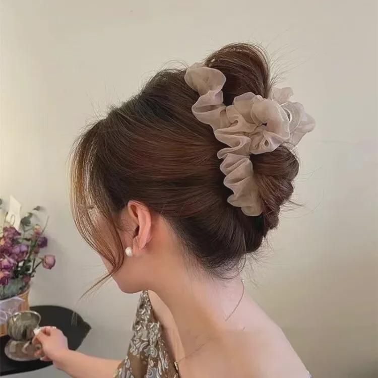 Summer Fairy Style Mesh Pleated Hair Shark Clip for Women