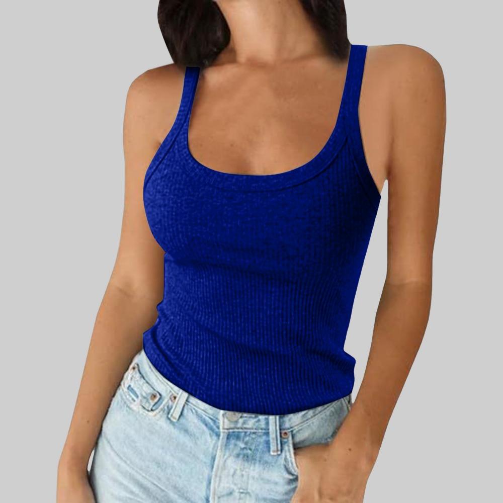 U Neck Tank Top Shoulder Straps Crop Tops Women Summer Camis Solid Color Camisole Fashion Tube Female Sleeveless Cropped Vest Y2K Clothes