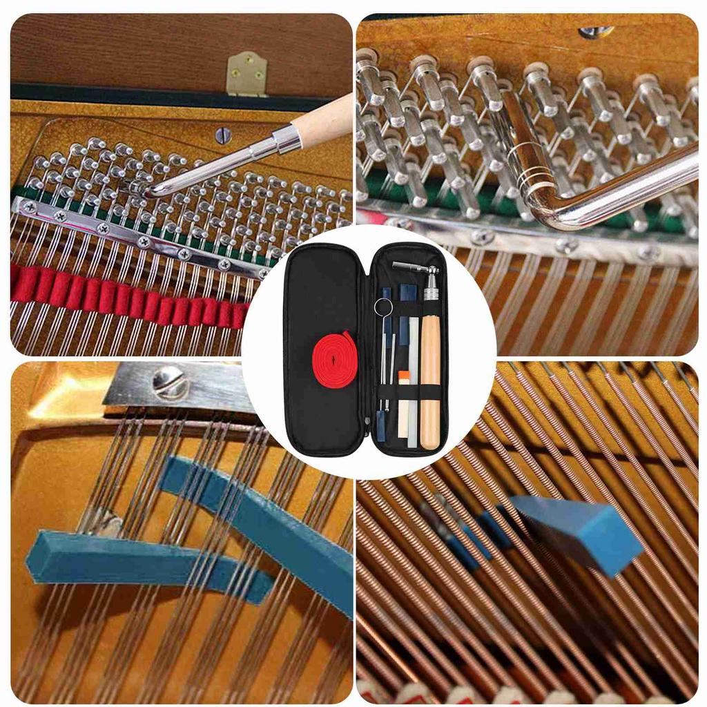 10pcs Piano Tuning Kit Professional Tuning Tools Set Tuning Wrench Long Handle Tuning Wrench Rubber Mutes Temperament