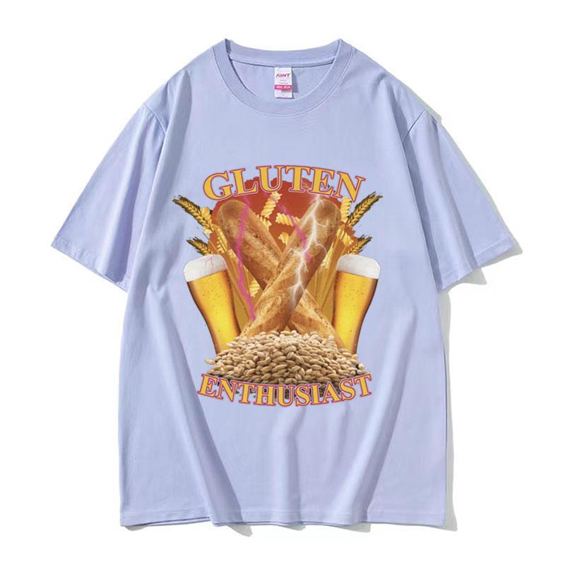Funny Gluten Enthusiast Meme Graphic T Shirt Mens Fashion Cotton Short Sleev Tshirts ONeck Loose Oversized Tshirt Streetwear