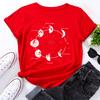 Space Secret Print Loose Round Neck Short Sleeved Pure Cotton Women's T-shirts