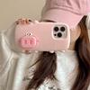 Funny Cute Pink Pig Folding Holder Stand Case For iPhone 16 Pro Max 15 13 14 Soft Silicone Cartoon Phone Back Cover