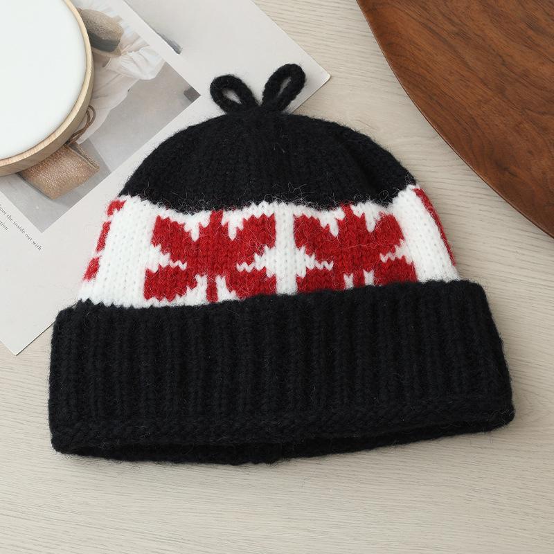 Fair Island Style Retro Jacquard Knitted Wool Hat Autumn and Winter Versatile Face showing Small Warm Hat Outdoor Windproof Pullover Hat