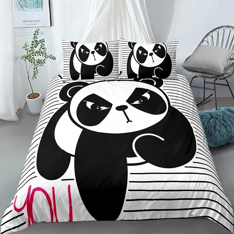 Panda Printed 2/3pcs Bedding Set Bamboo Duvet Cover for Adult Child Bedclothes and Pillowcases Comforter Covers Bed Sets King