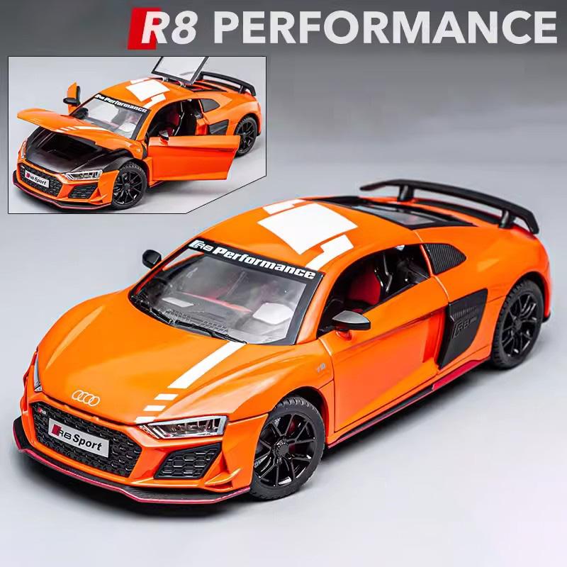 1:Масштаб 24 R8 V10 A8 Сплав Игрушечная Модель Спорткар Высокая Симуляция Инерционный Звук и Свет Транспортные Средства Игрушки для Детей Подарки
