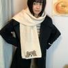 Colorful Cashmere Knitted Scarf Sweet Winter Neck Warmer Cartoon Embroidery Scarf  Autumn Winter