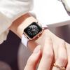 OLEVS Women's Waterproof Wristwatch Quartz Movement White Silicone Band Rose Gold Case Black Dial Luminous Function