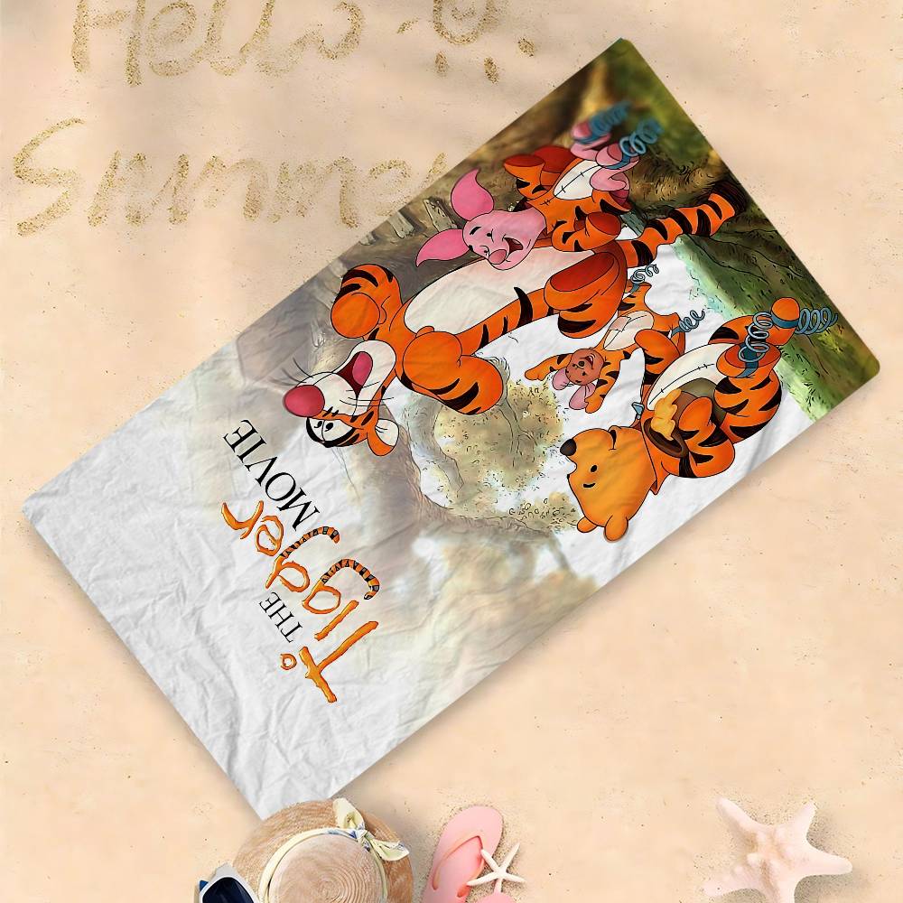 Winnies The Poohs Bear Anime Beach Swimming Towel Soft Absorbent Washcloth Children's Gifts for Kids Travel Camping Gym