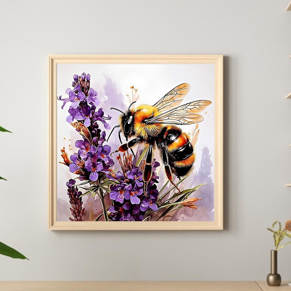 40x40cm Bee Flower 5D DIY Full Drill Round Diamond Painting Kit for Home Decor