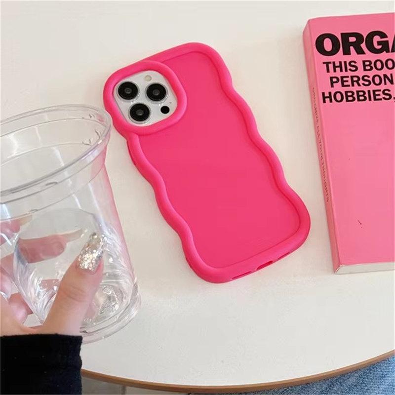 

Чехол Wave Side Liquid Silicone для iPhone 11 12 13 14 15 Pro Max Mini Xs X XR 6 6s 7 8 Plus SE Cream Soft Cover Fundas iPhone 13 ярко-розовый