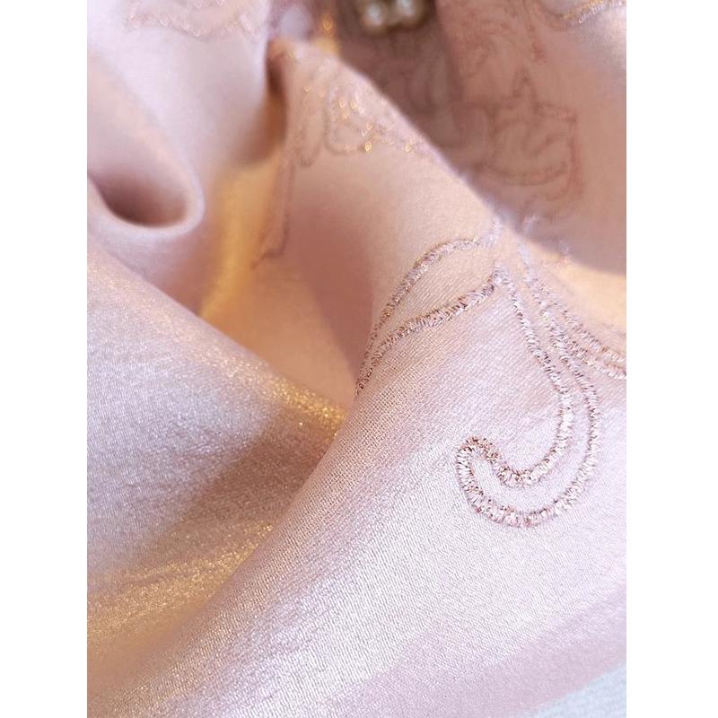 Spring Autumn Women High Quality Vintage Chinese Style Embroidery Shirts Elegant Chic Sweet Pink Blouses Long Sleeve Loose Tops