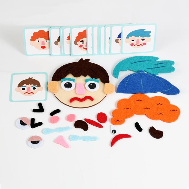 Kids Montessori Facial Expression Game Emotional Change Toys With 9pcs Cards Preschool Learning Educational Toys