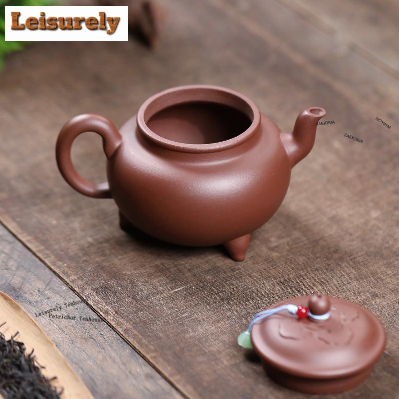 111ml Ancient Yixing Purple Clay Teapots Handmade Dezhong Pot Raw Ore Dragon Bone Gold Sand Mud Kettle Zisha Tea Set Ornaments