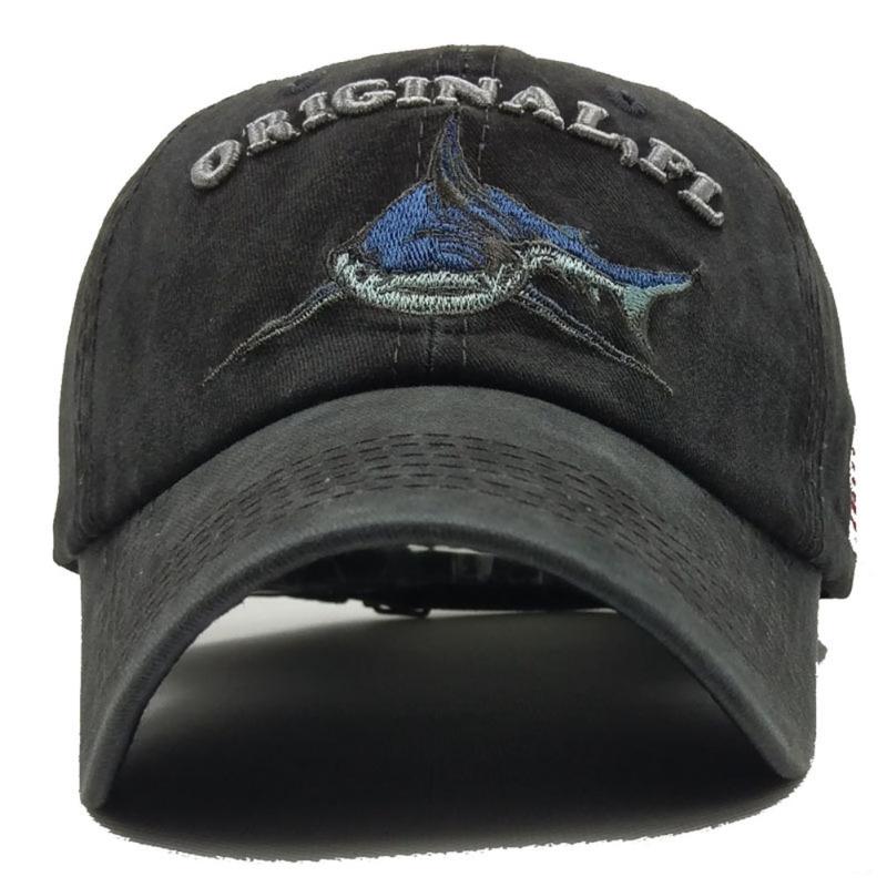 Unisex baseball Cap Painted Letters Embroidered Shark Hat Washed Old Retro Design Cotton Casual