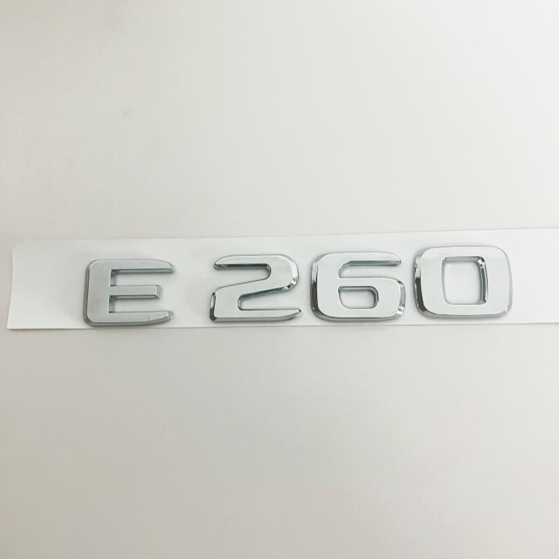 Black Silve Letters E200 E260 E300 E400 E220d E350e E300de 4Matic ABS Emblem for Mercedes Benz W213 Car Trunk Logo Sticker