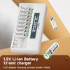 PALO 4-40 ks dobíjecích AA+AAA 1,5V Li-ion baterií 3500+1300 mWh HR6 HR03 baterie s 12 sloty LCD USB 1,5V Li-ion nabíječka baterií