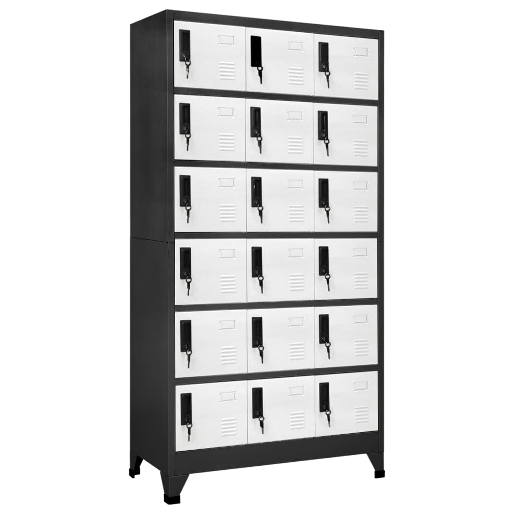 Vidaxl Armadietto Chiuso a Chiave, Antracite-Bianco, 90X40X180 Cm, Acciaio