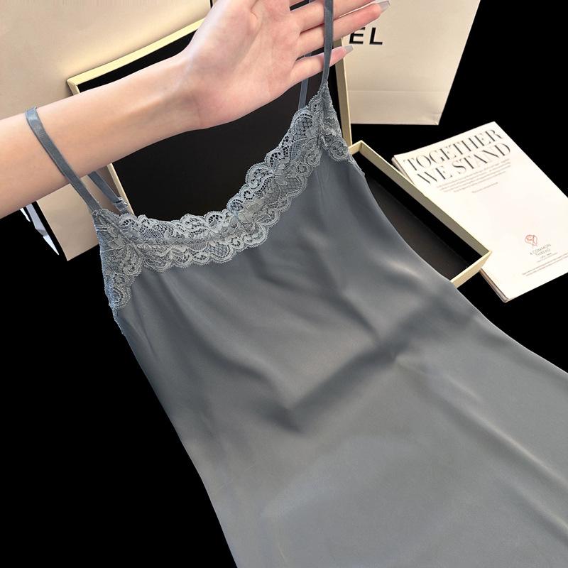 Damen Sommer Eis Seide Spitze Nachthemd - Sexy Reiner Wunsch Stil