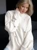 Women's High Neck Slim Fit Perforated Knitted Pullover Sweater Winter Solid Color