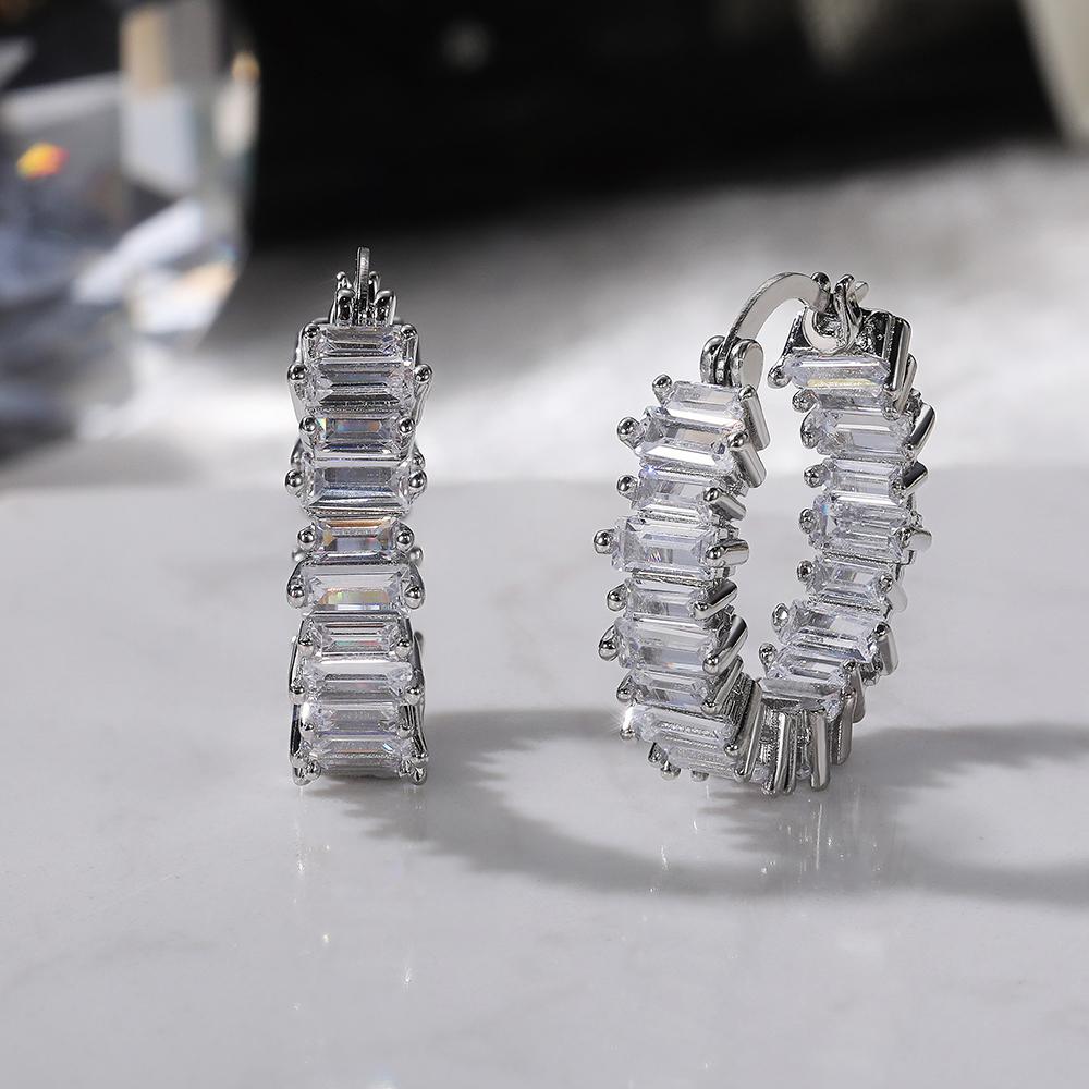 BELLA BOX High-quality Silver Color/Gold Color Earrings Women Wedding Party Hoop Earring Versatile Luxury Zircon Jewelry