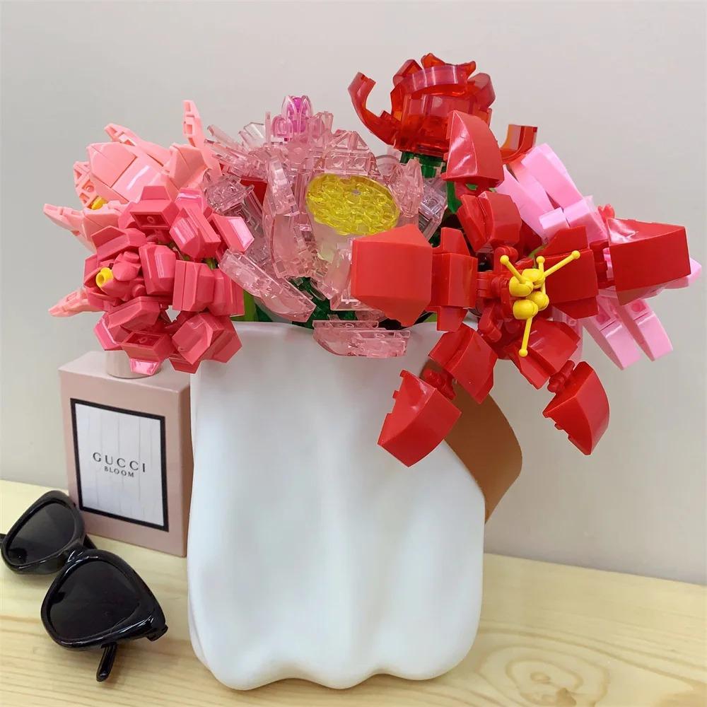 Flower Bouquet Building Blocks Kit Creative DIY Flowers Block Toys Set Gift for Kids Girls Friends Adults Beautiful Home Decor