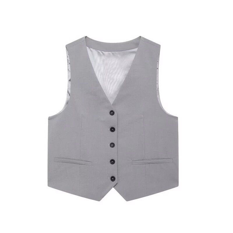 

Fashion Style 2024 Autumn New Women s Clothing V-neck Casual Easiest for Match Sleeveless Vest Waistcoat Pants 2010775 Grey vest L