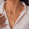 European-American Retro Pearl Heart Three-Layer Necklace
