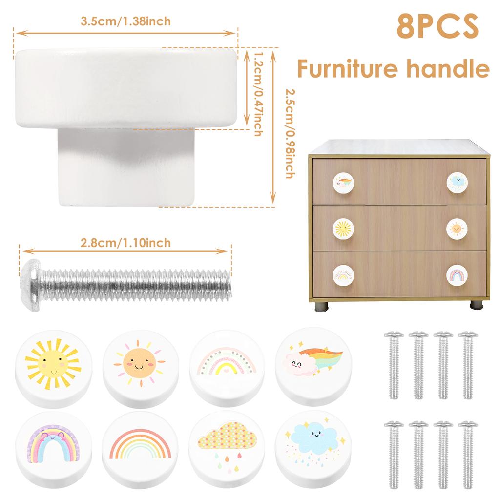8Pcs Drawer Handle Cute Single Hole Door Pull Knob Round Kitchen Cupboard Wardrobe Door Dresser for Furniture Pull Knobs