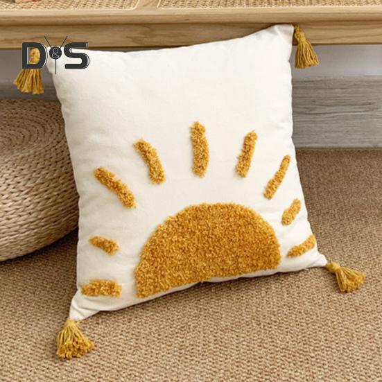 Vyšívaný povlak na polštář Všívaný povlak na polštářek se střapci Bavlněný lněný ozdobný povlak na polštář do auta na rozkládací pohovku