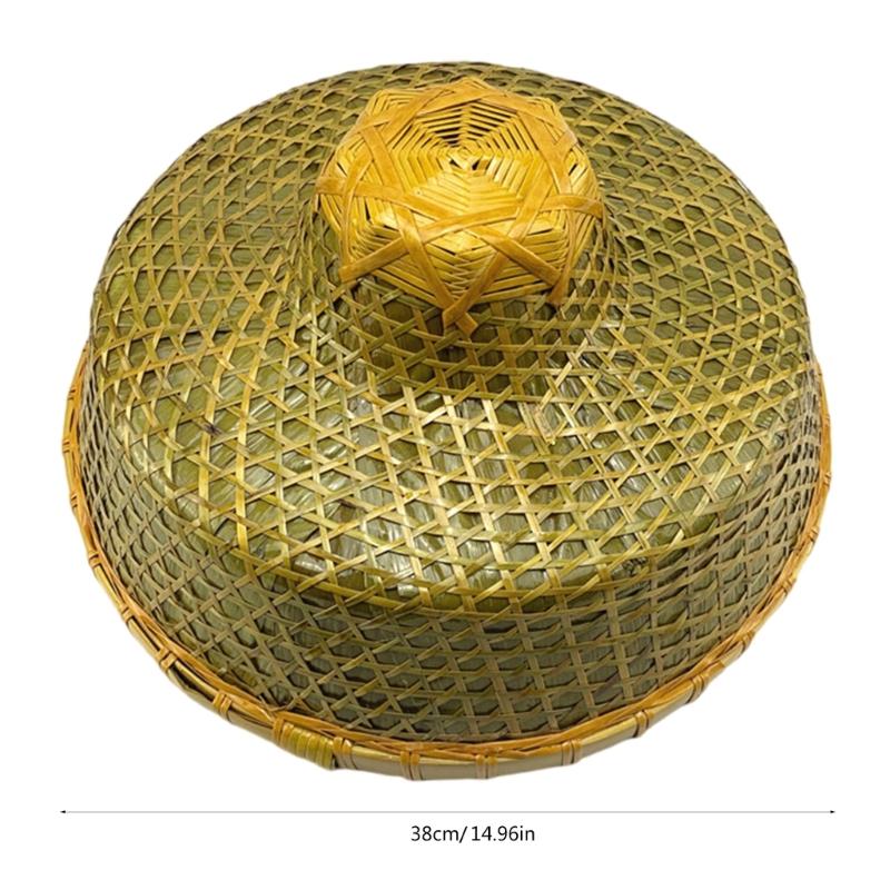 Ancient Oriental Style Bamboo Hat Chinese Costume Traditional Farmer Hat