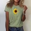 Sunflower Ladies Cute Print Short Sleeve Round Neck Front Shoulder Vintage Short Sleeve Summer Loose Shirt Top