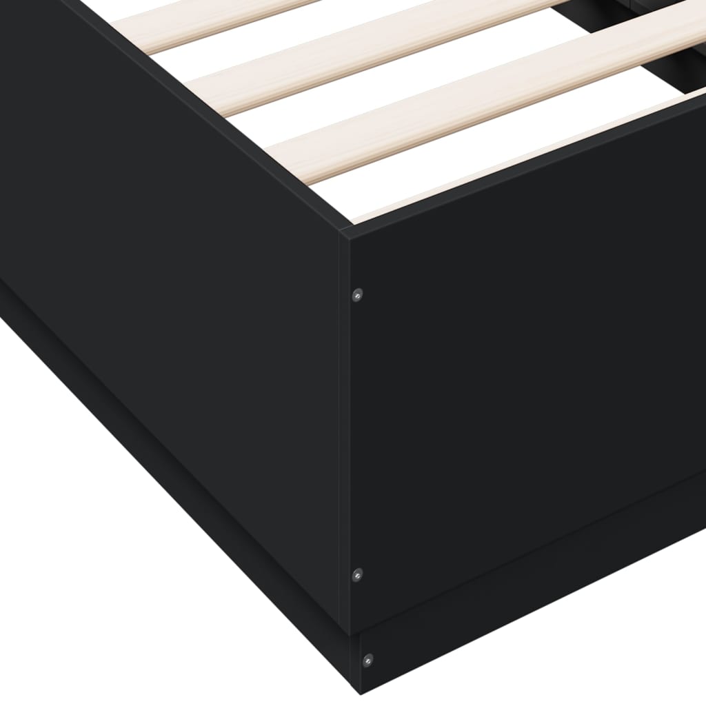 LED Bed Frame In Black 75 X 190 Cm Engineered Wood