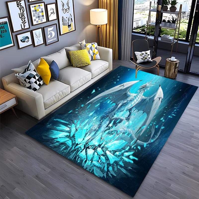 Alfombra grande con diseño de dragón de dibujos animados en 3D, alfombras para decoración de sala de estar y dormitorio, alfombrilla antideslizante para baño y cocina, regalo