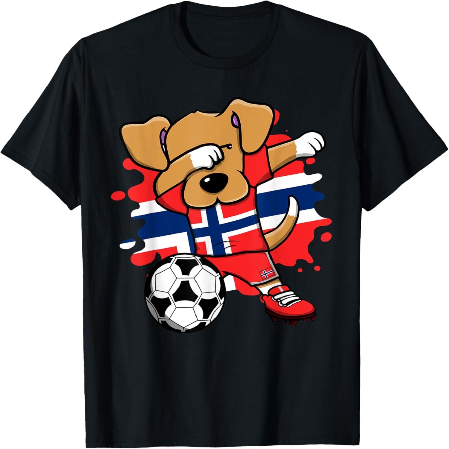 Dabbing Dog Norway Soccer Fans Jersey Norwegian Football T-Shirt S
