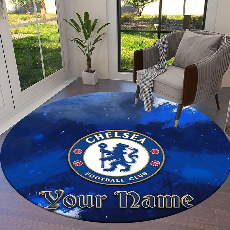 Chelsea F Custom Name Round Area Rug,Carpet Rug for Living Room Bedroom Sofa Playroom Decor,Non-slip Floor Mat