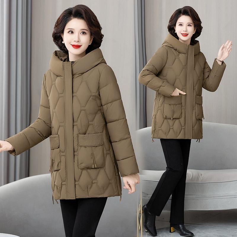 Women Jacket Loose Down Cotton Coats Parkas Casual Warm Outerwear Hooded Winter Jacket Oversize Middle Aged Female Overcoat