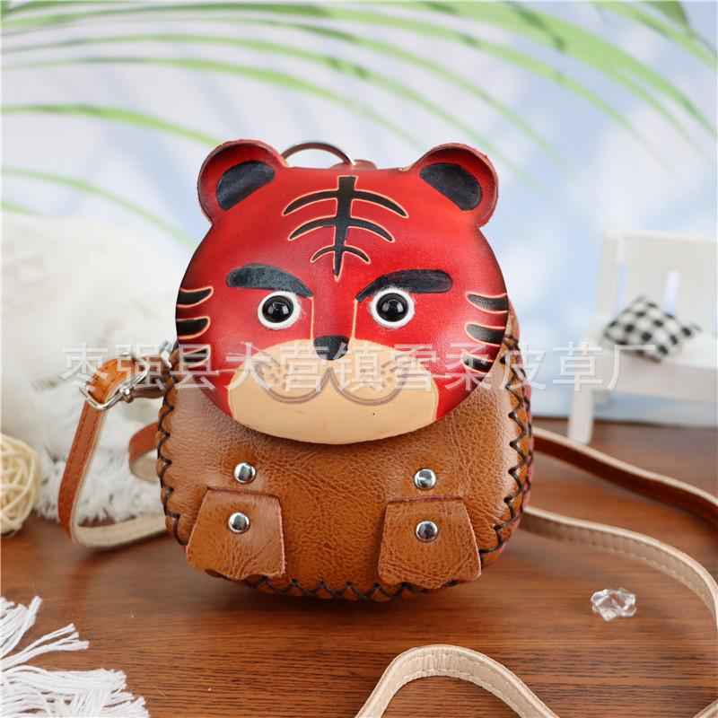 

Change Bag Crossbody, Cowhide Cartoon Zodiac Key Bag, Change Card, Children S Tree Paste Leather Small Backpack