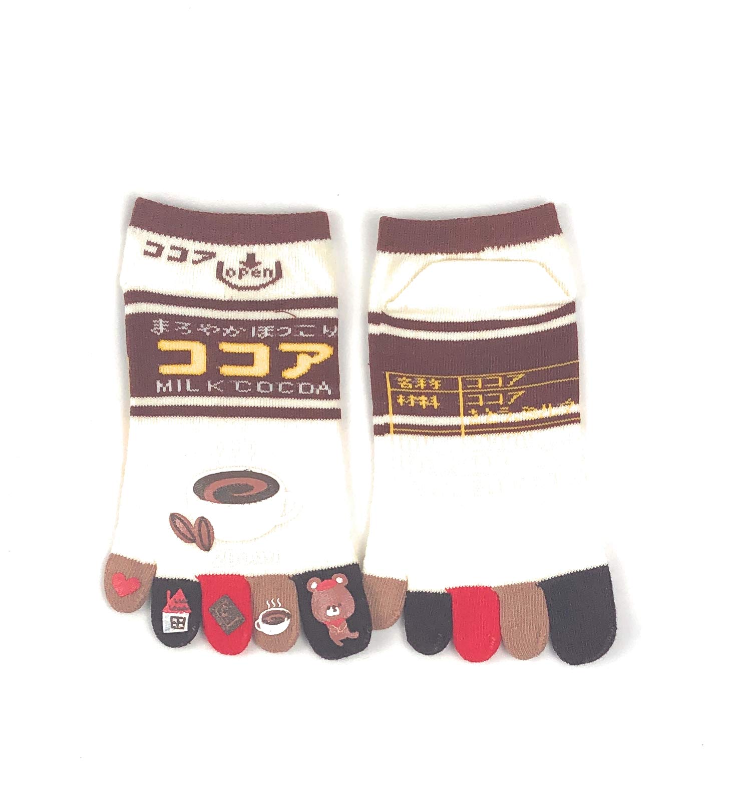 

носки с интересным узором длина кроссовок 5 пальцев [Какао] 22-25см G690 (От белого)