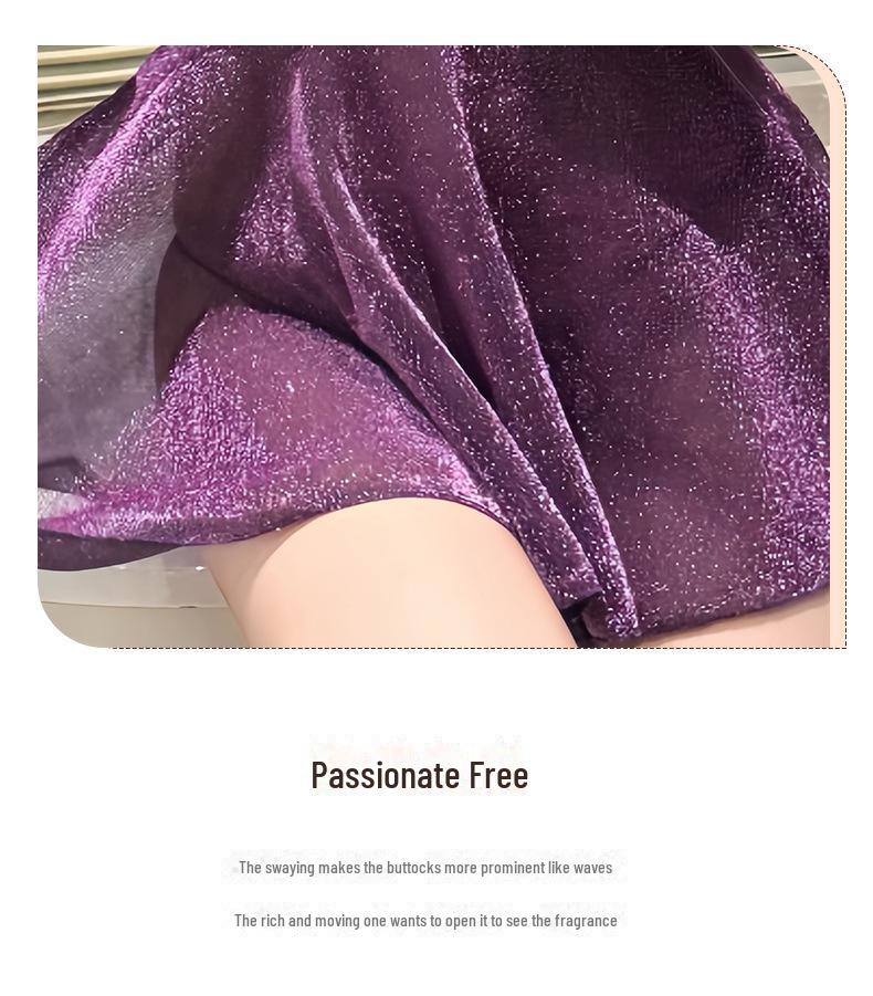 Rote heiße sexy Dessous: Glänzendes Nachtclubkleid & perspektivischer Nachthemd-Pyjama für Damen