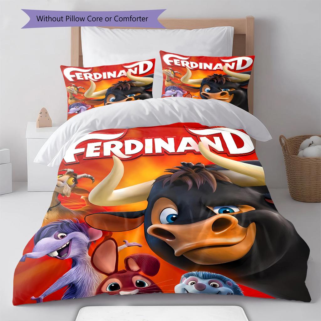 Ferdinand Pattern Bedding,Quilt Set Quilt Cover Pillowcase Home Birthday Gift (1 * duvet cover + 2 * pillowcase, without core)