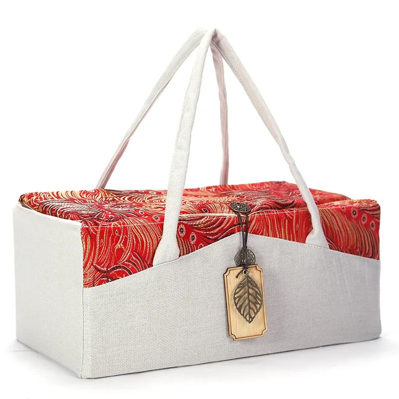 Chinesische Handtasche Innen Verstellbar Kostenlose Teetassenbeutel Auto Tragen Outdoor Tee-Set Organizer Verdickte Tragetasche