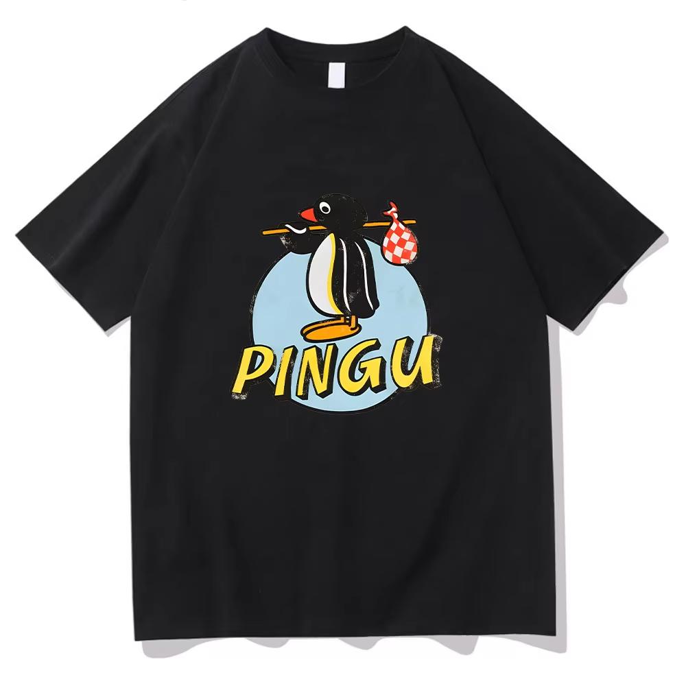 Pingu Classic Logo Natural TShirt Unisex Unisex Round Neck Penguin Tee Shirt Harajuku Clothes Classic Comfortable Chic Y2K Top