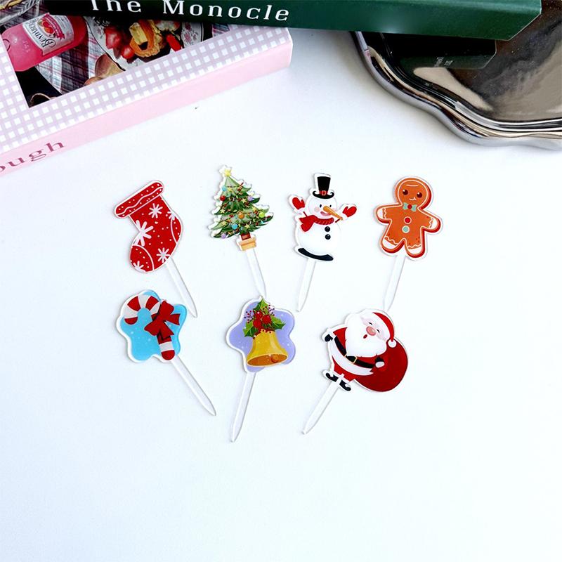 Weihnachtskuchen Dekoration Neuer Ins Stil Acryl Verschiedene Muster Frohe Weihnachten 2025 Neujahr Kuchen Einsteckkarte Dekoration
