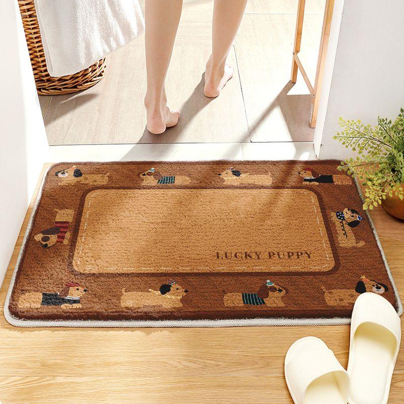 Imitation Cashmere Bathroom Absorbent Floor Mat Cartoon Bathroom Thickened Toilet Door Mat for Household Use
