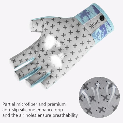 BASSDASH Fishing Gloves, 3/4 Finger, UPF 50+, Non-Slip, Unisex