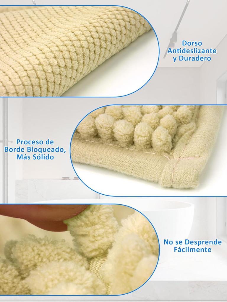 Tapete para Baño, Juego de 2 Antideslizante Alfombras de Baño Ultra Absorbentes 40x60 cm, Alfombra de Felpa Absorbente Super Suave y Extra Gruesa, Fá