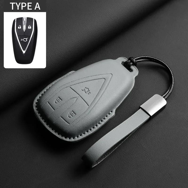 Leather Car Key Case Cover Holder Keychain Protective Shell for Changan Deepal S7 SL03 UNIT UNIK CS35 Plus CS55 Plus CS75