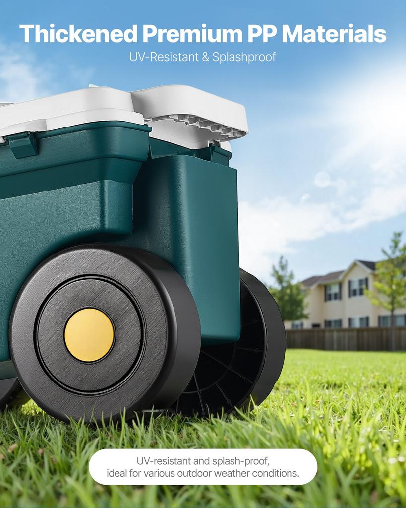 VEVOR Garden Scooter with Seat, 2 in 1 Rolling Garden Cart with Storage Bin, Supports up to 123kg, Outdoor Wagon with Handle